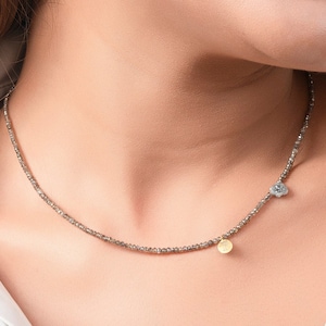 Collar de letras iniciales personalizado con cuentas facetadas de diamantes de color marrón rojo en oro macizo de 14 qt, collar de monograma personalizado, regalos para sus hijos