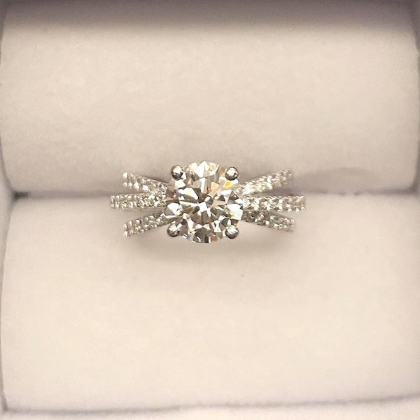 2 Carats Round Cut Lab Grown Diamond Solitaire Engagement Ring, Three Layered Diamond Wedding Band, IGI Certified Diamond - 14k Gold Jewelry