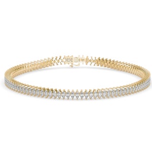 Marquise Cut Solitaire Diamond Tennis Bracelet, Lab Grown Diamond 14k Solid Gold Bracelet - Anniversary Gift for Her - Bridal Jewelry