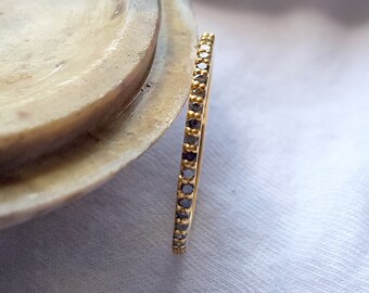 Handmade Salt and Pepper Diamond Eternity Ring in 14K Solid Gold - Perfect as a Micro Pave, Promise, Wedding, or Stacking Band