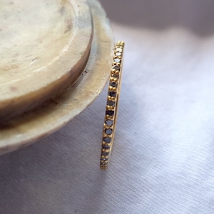 Handmade Salt and Pepper Diamond Eternity Ring in 14K Solid Gold - Perfect as a Micro Pave, Promise, Wedding, or Stacking Band