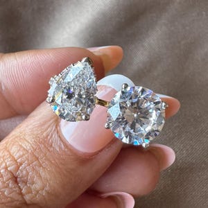 Toi et Moi Pear Cut and Round Cut Engagement Ring, 2/Double Stone Ring, Lab Grown Diamond Ring, Hidden Halo Diamond - You & Me Ring