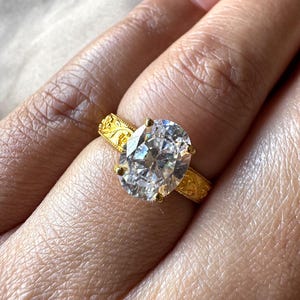 Oval Shape Lab Diamond Engagement Ring with Thick Floral Band, IGI Certified EF VS1 1.00 - 4.00 Carat Lab Grown Diamond Ring