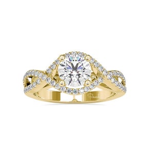 IGI Certified Round Lab Grown Diamond Engagement Ring, 1 CTW, 0.5-4 CTW Options, Classic Wedding Solitaire Ring, 14k Gold Bridal Jewelry