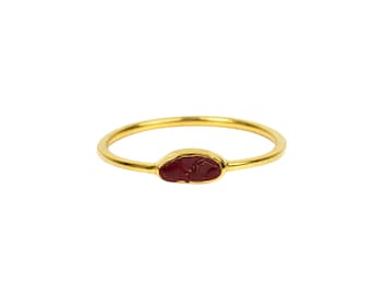 Natural Raw Oval Ruby July Birthstone Ring in 14K Solid Gold, Engagement Ring, Promise Ring, Unique Gift for her by Skosh, Birthstone Ring