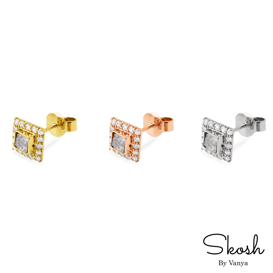 Diamond Earrings 14k Solid Gold Earring Rough Diamonds Etsy