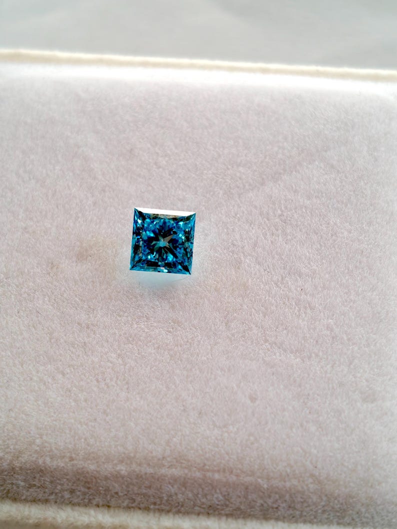 Princess Cut Vivid Blue Lab Grown Diamond 1.00 CT IGI Certified | Loose Diamond for Engagement Ring | CVD Diamond | Custom Ring Stone