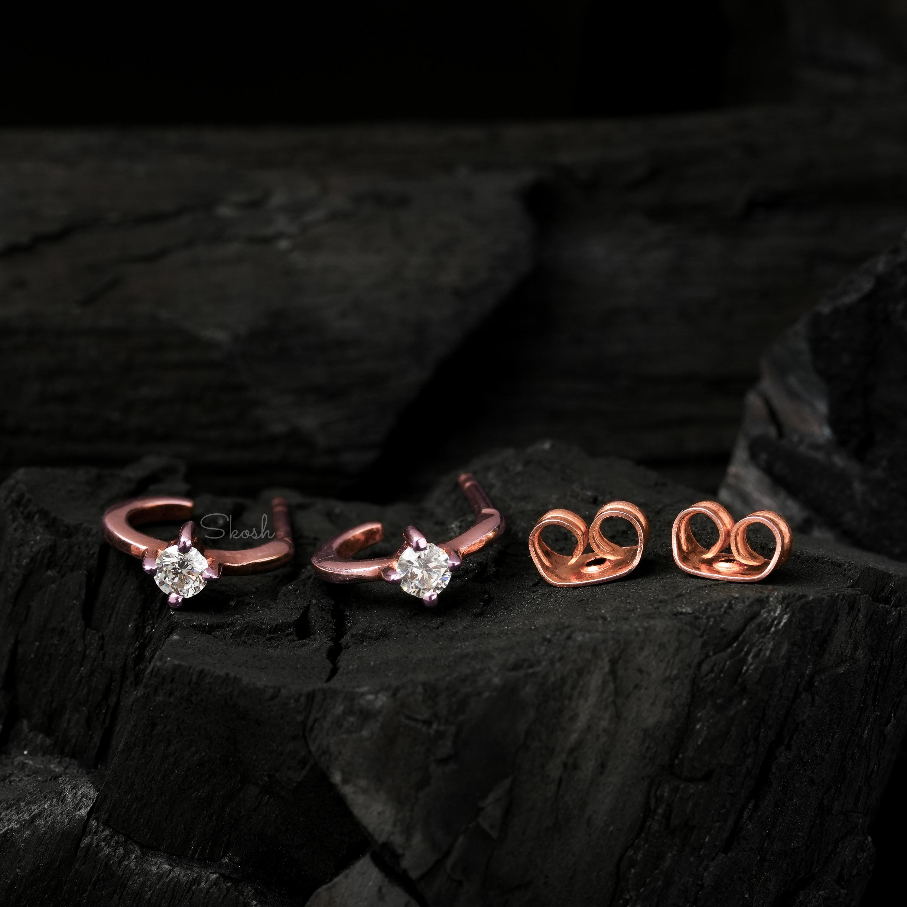 Orecchini A Goccia Oro 9ct Con Diamanti Simulati &ndash; Solitario Cerchio Huggie &ndash; Argento 925