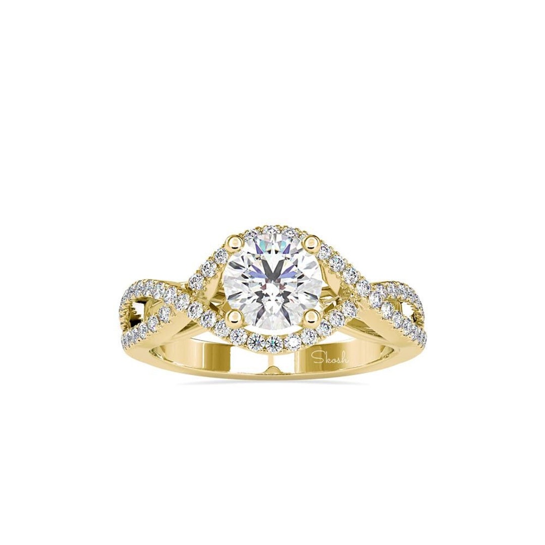 IGI Certified Round Lab Grown Diamond Engagement Ring, 1 CTW, 0.5-4 CTW ...