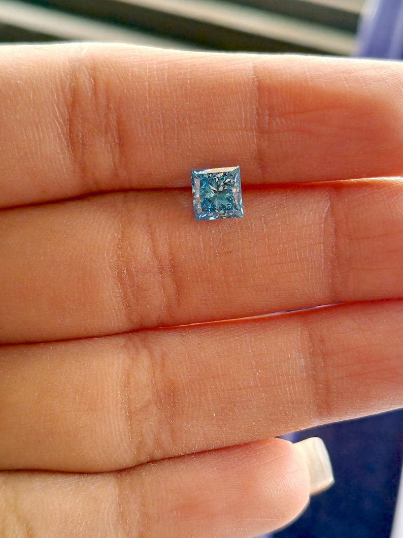 Princess Cut Vivid Blue Lab Grown Diamond 1.00 CT IGI Certified | Loose Diamond for Engagement Ring | CVD Diamond | Custom Ring Stone