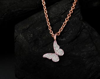 Collana con ciondolo a forma di cuore a farfalla in oro Oro 10