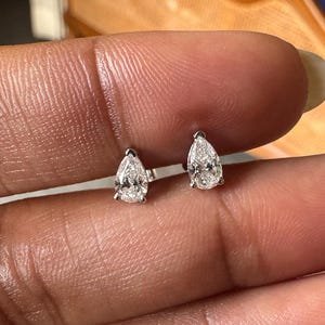 IGI Certified 1 Ct To 6 Carats Diamond Pear Cut Shape Lab Grown Diamond Solitaire Stud Earrings, 14k Solid Gold Jewelry - Gift for Her