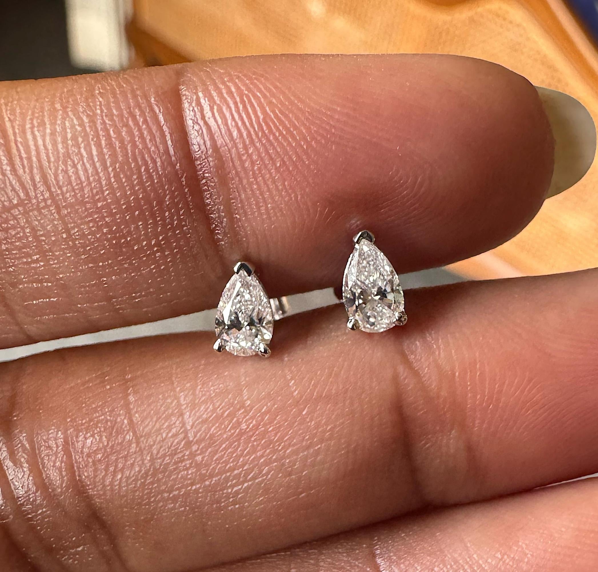 IGI Certified 1 Ct To 6 Carats Diamond Pear Cut Shape Lab Grown Diamond Solitaire Stud Earrings, 14k Solid Gold Jewelry - Gift for Her
