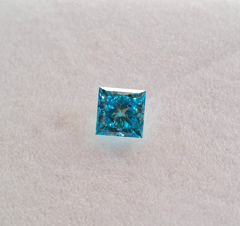 Princess Cut Vivid Blue Lab Grown Diamond 1.00 CT IGI Certified | Loose Diamond for Engagement Ring | CVD Diamond | Custom Ring Stone