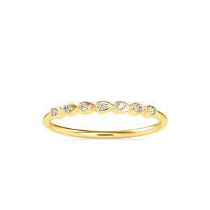 Round Cut Lab Grown Diamond Wedding Band | Pear Cut/Tear Drop Stacking Ring in 10k/14k Solid Gold