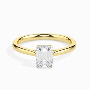 IGI Certified 2 Carats Emerald Cut Engagement Wedding Ring, Lab Grown Diamond Solitaire Ring, 0.5 - 4 carats Diamond Ring, 14k Gold Jewelry