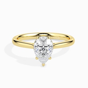 IGI Certified 3 Carats Pear Cut Lab Grown Diamond Engagement Ring, Wedding Ring, Solitaire Ring, 0.50 - 4 carats Diamond, Bridal Jewelry
