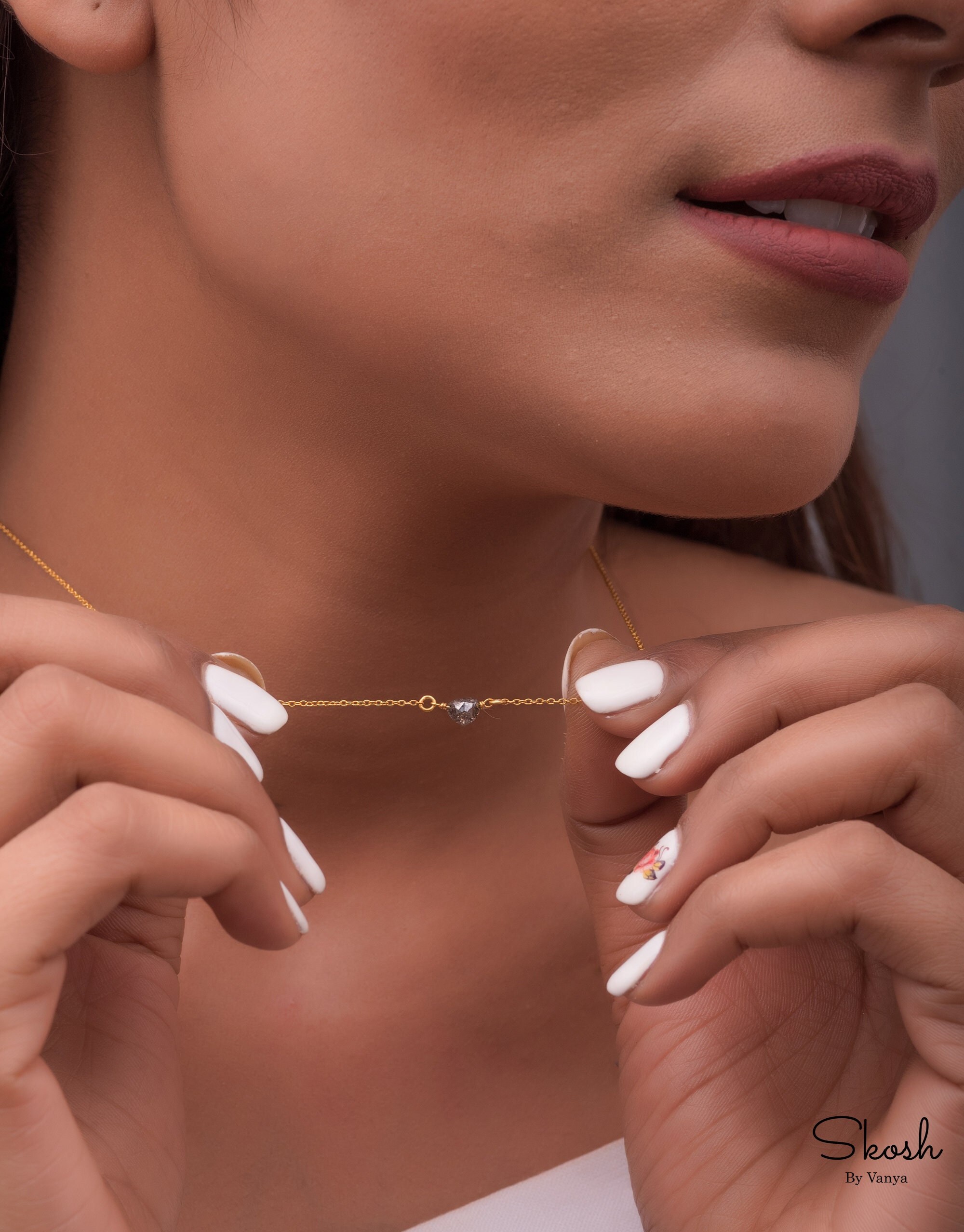 14K Gold Salt and Pepper Diamond Necklace Minimal Jewelry Etsy UK