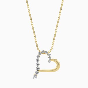 Gold Heart Pendant Necklace with Diamonds – Dainty & Elegant, Minimalist Jewelry, Gift for Her, Anniversary or Birthday Gift