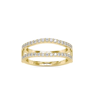 10k/14k Double Band Solid Gold Round Lab Grown Diamond Ring, Wedding Band, Promise Ring, Bridal Engagement Band, Stacking Ring, Pave Ring