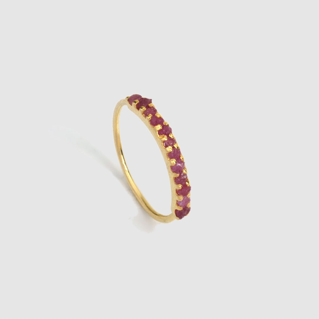 Rough Ruby Multi-stone July Birthstone Stackable Birthstone Ring in 14K ...