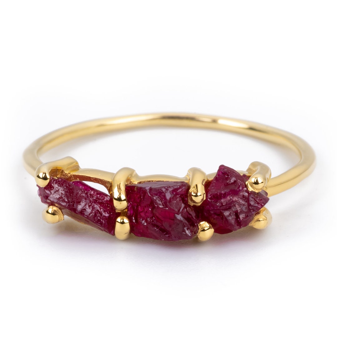 gold ruby ring stackable gold ring july ring natural... Raw Ruby Multi-stone Ring, Stackable July Birthstone Ring, 14K Solid ...