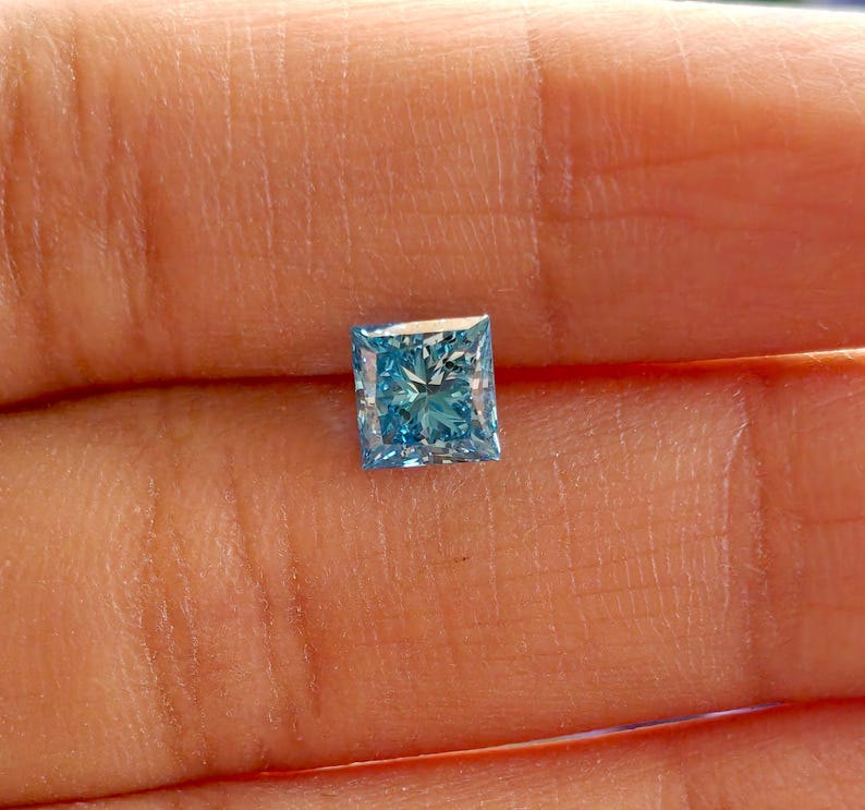 Princess Cut Vivid Blue Lab Grown Diamond 1.00 CT IGI Certified | Loose Diamond for Engagement Ring | CVD Diamond | Custom Ring Stone