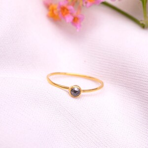 14K Solid Gold Rose Cut Gray Diamond Engagement Ring: Unique and Elegant Minimalist Bridal Jewelry, Simple Stacking Ring, and Gift for Her image 5