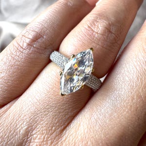 Marquise Diamond Engagement Ring with Pave Diamond Band, Lab Grown Diamond Jewelry, IGI Certified 2.00 Carats Marquise Cut