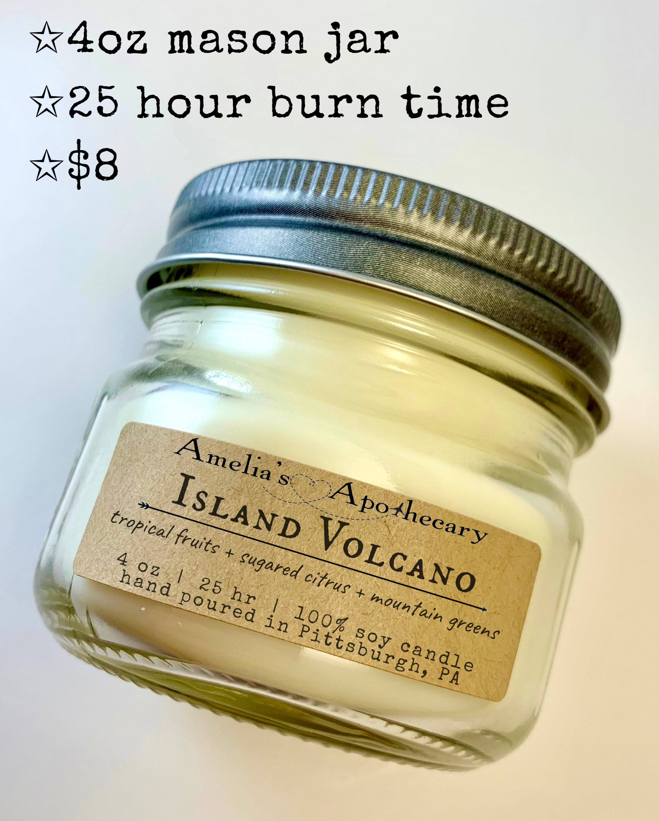 Island Volcano Candle Volcano Scent 100 Soy Wax Hand Etsy