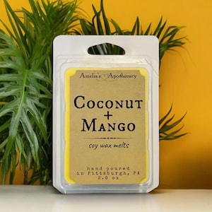 Coconut Mango Scented Soy Wax Melt: Tropical Home Fragrance