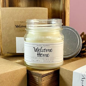 Welcome Home Soy Wax Candle: Brown Sugar Cinnamon Apple Scent, Fall Scented Candle