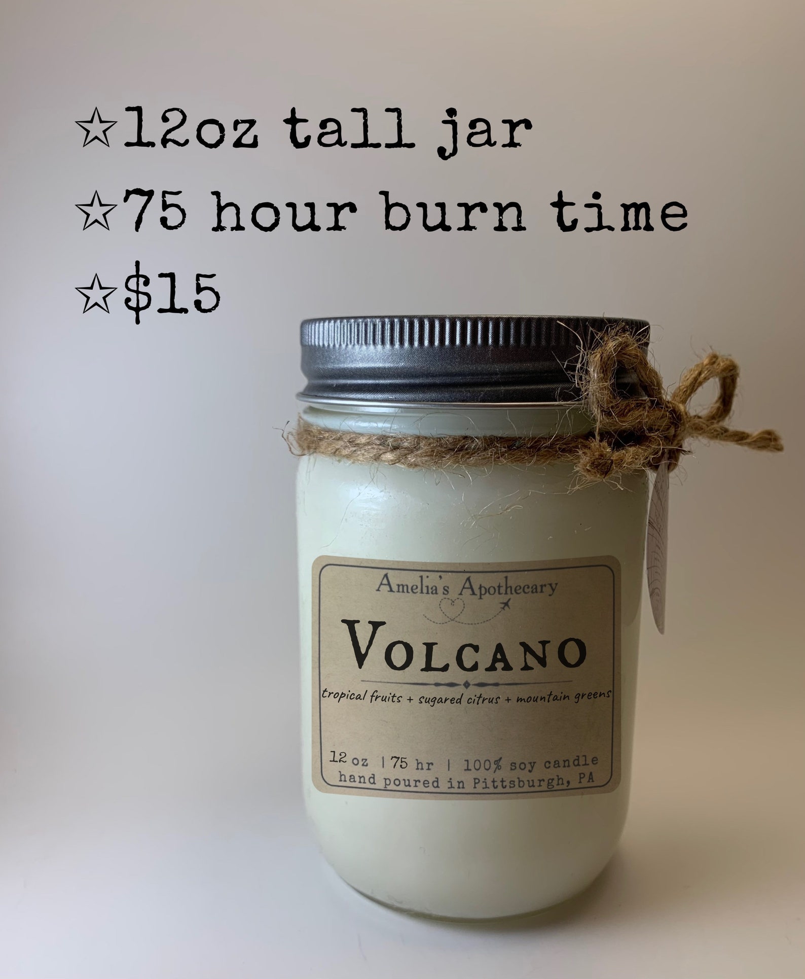 Island Volcano Candle Volcano Scent 100 Soy Wax Hand Etsy