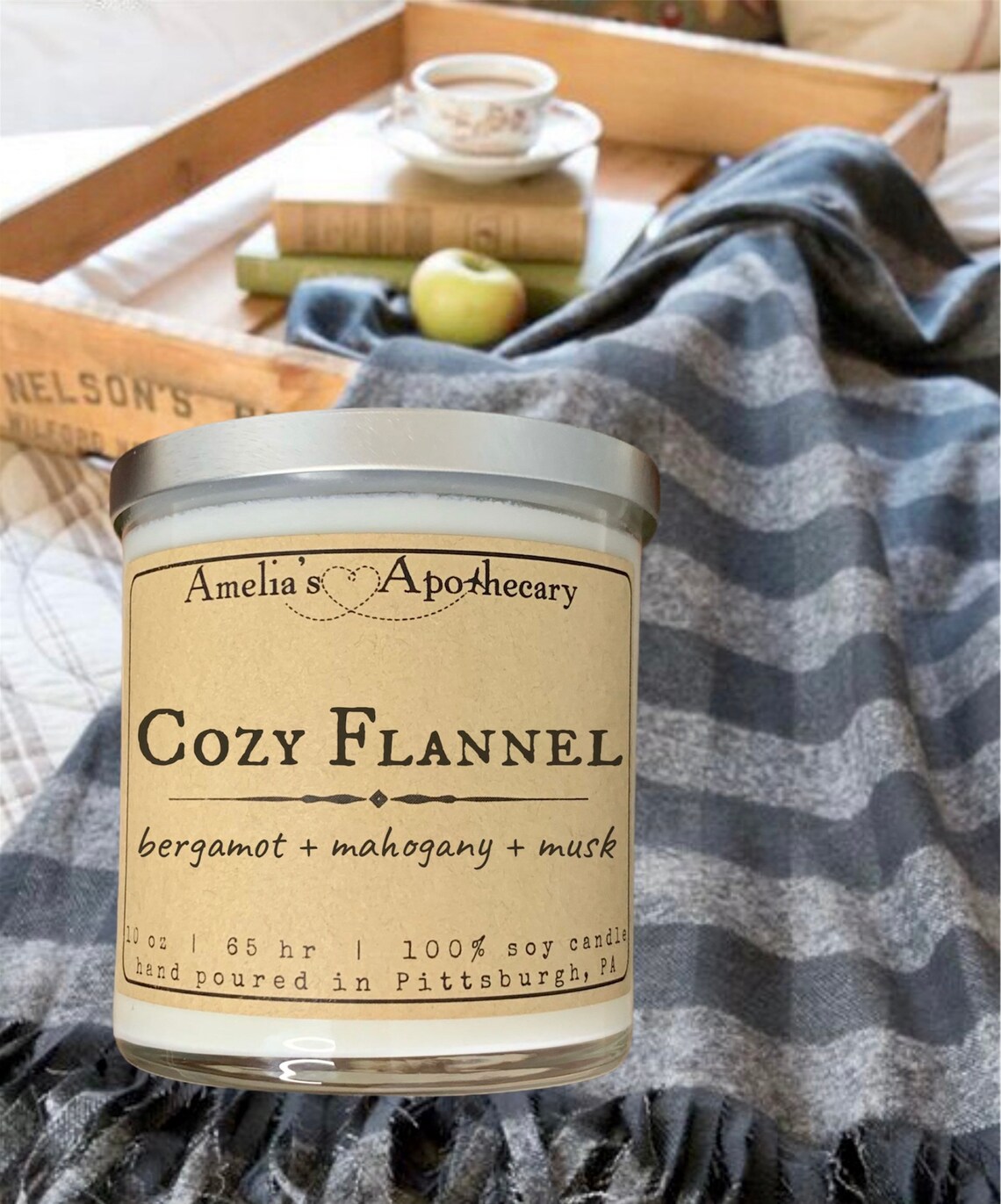 Cozy Flannel Candle Flannel Scent 100 Soy Wax 10 oz Etsy