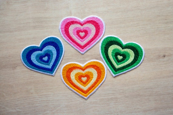Funky retro heart patch - 4 colours available!