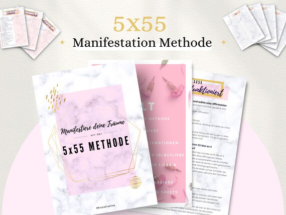 5x55 Manifestation Journal Templates | Printable Sofort Download Digital PDF | Law of Attraction