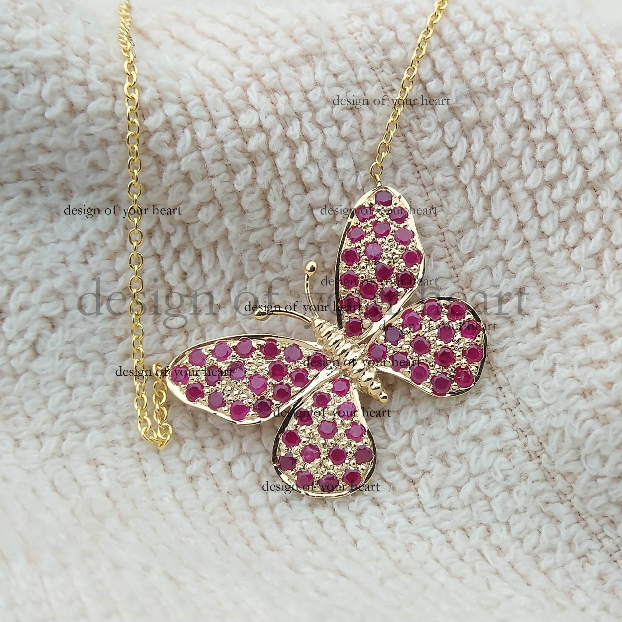 butterfly necklace 14k