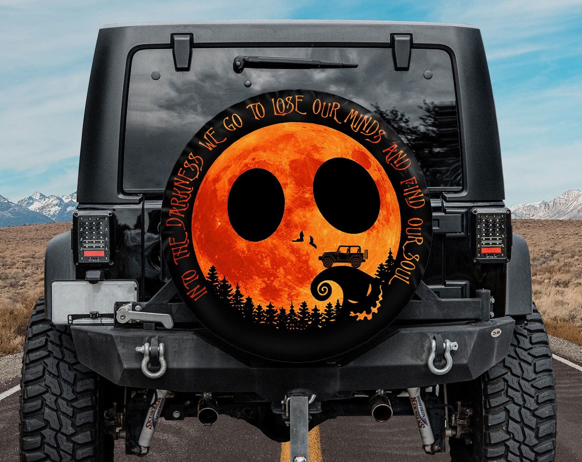 Halloween Jeep - Into The Darkness We Go Christmas Gift Spare Tire Cover