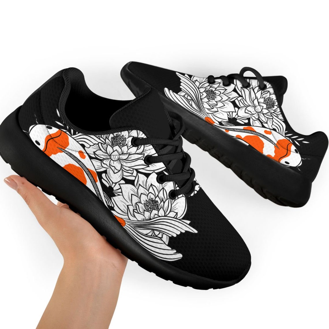 Japanese Koi Fish and Lotus Sneakers6 Sneaker for Family Etsy