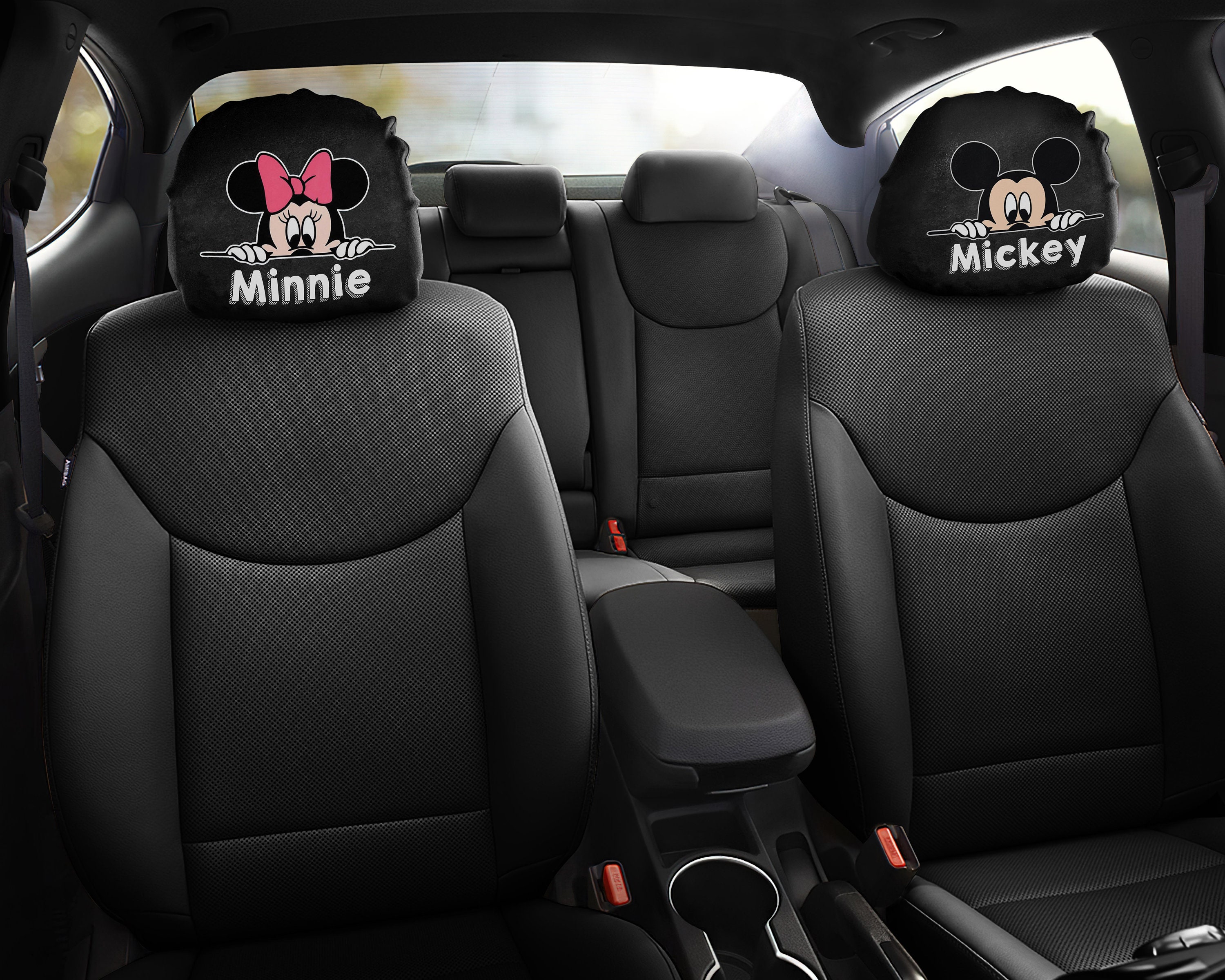 Father's Day Gift, Car Decor Headrest Covers, Mickey Minnie - Disney Land Lover Gift Set 2 Headrest Cover, Gift For Mom Car Accessories