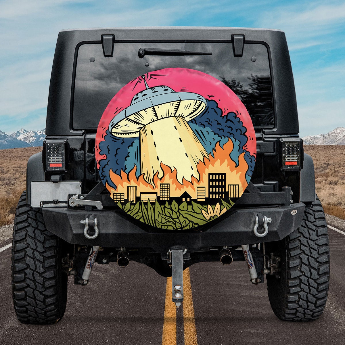 Discover UFO Vintage Trendy Tire Cover, Spare Tire Cover Camper