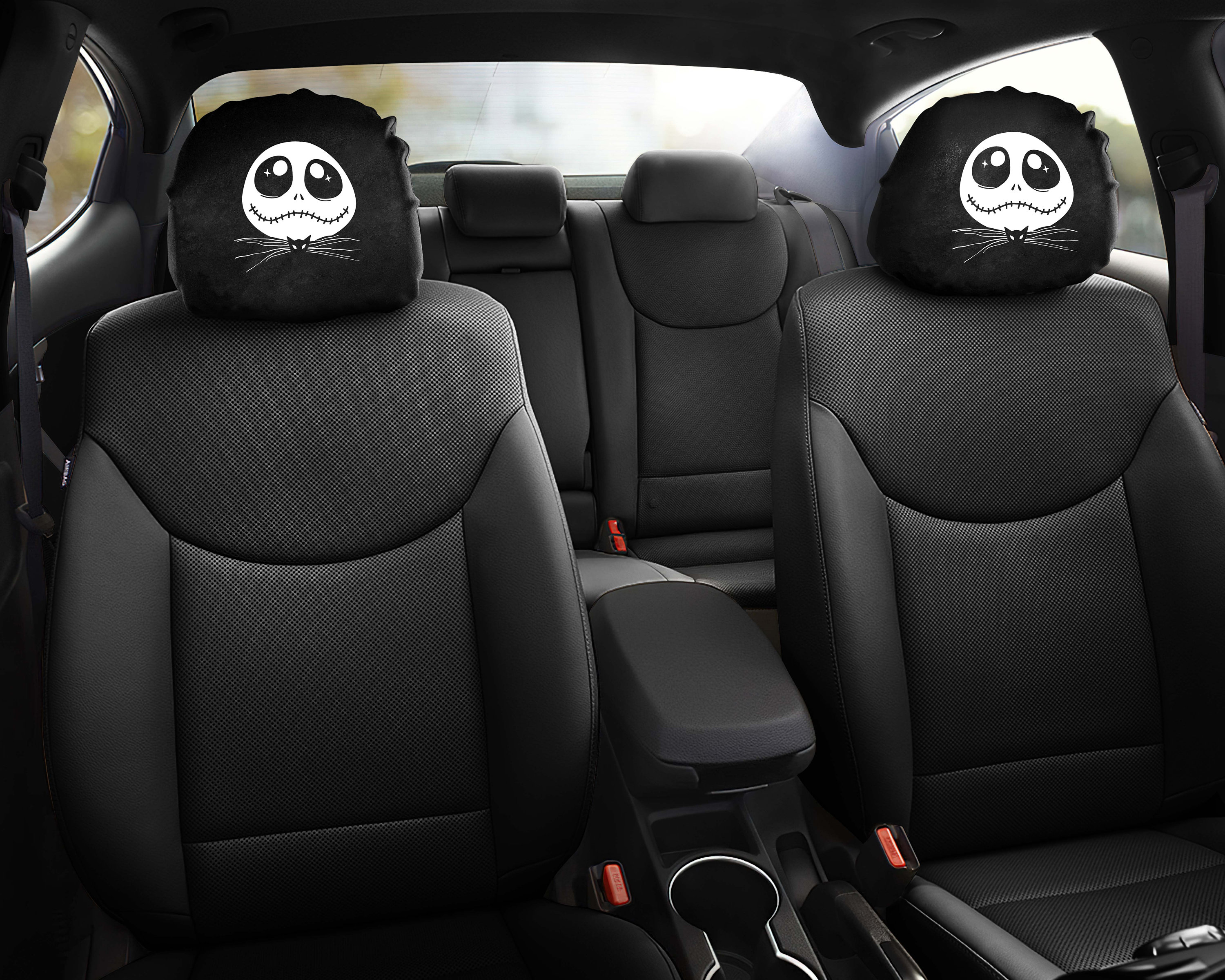 Father's Day Gift, Car Decor Headrest Covers, Cute Jack Skellington Face - Halloween Gift Set 2 Headrest Cover, Gift For Mom Car Accessories