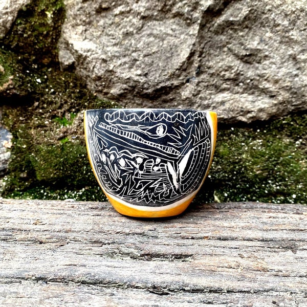 Uniquely designed handmade sgraffito ceramic mug - sgraffito mug - coffee cup - tea cup - unique mug - coffee mug - tumbler - gift - art