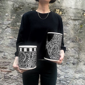 Uniquely designed handmade sgraffito ceramic vase set - flower - decoration - gift - sgraffito pottery -  home - design - unique - art - pot