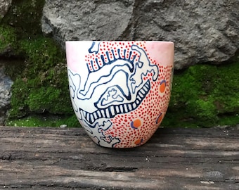 Uniquely designed handmade sgraffito ceramic mug - gift - holiday - stoneware mug - coffee cup - tea cup - tumbler - sgraffito mug - mug