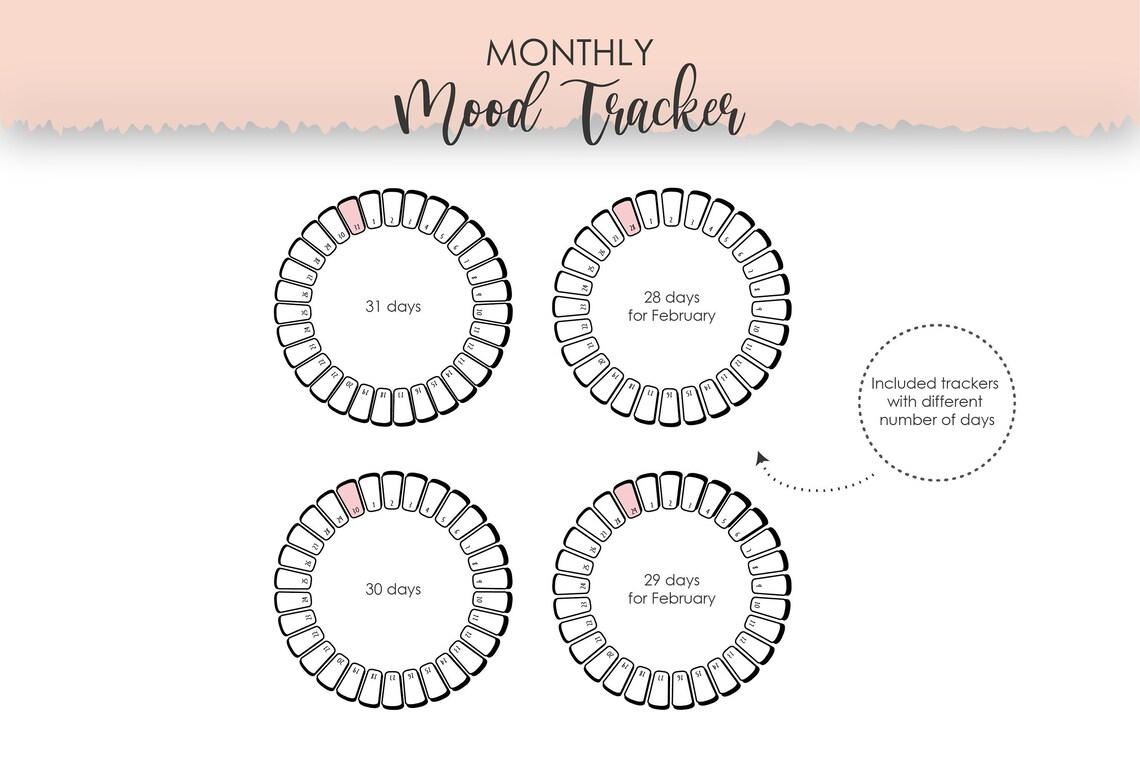 Circle Mood Tracker Printable Monthly Mood Chart Mood | Etsy
