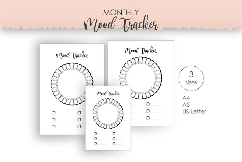 Circle Mood Tracker Printable Monthly Mood Chart Mood | Etsy