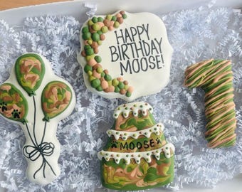 Camo Birthday Gourmet Dog Treats |  Birthday Dog Treats | Organic Dog Treats | All Natural Dog Cookies | Dog Treat Box | Healthy Treats