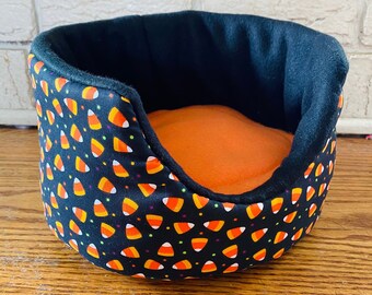 Candy Corn Halloween Cuddle Cup with Optional Pee Pad in Cotton & Fleece for Small Animals | Ferrets | Rats | Guinea Pigs | Chinchillas |