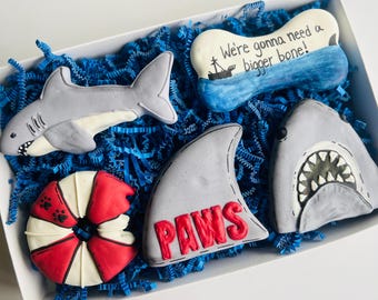 PAWS Shark Dog Treat Box | Shark Dog Treats | Organic Dog Treats | All Natural Dog Cookies | Dog Treat Box | Ocean Dog Treats | Beach Treats